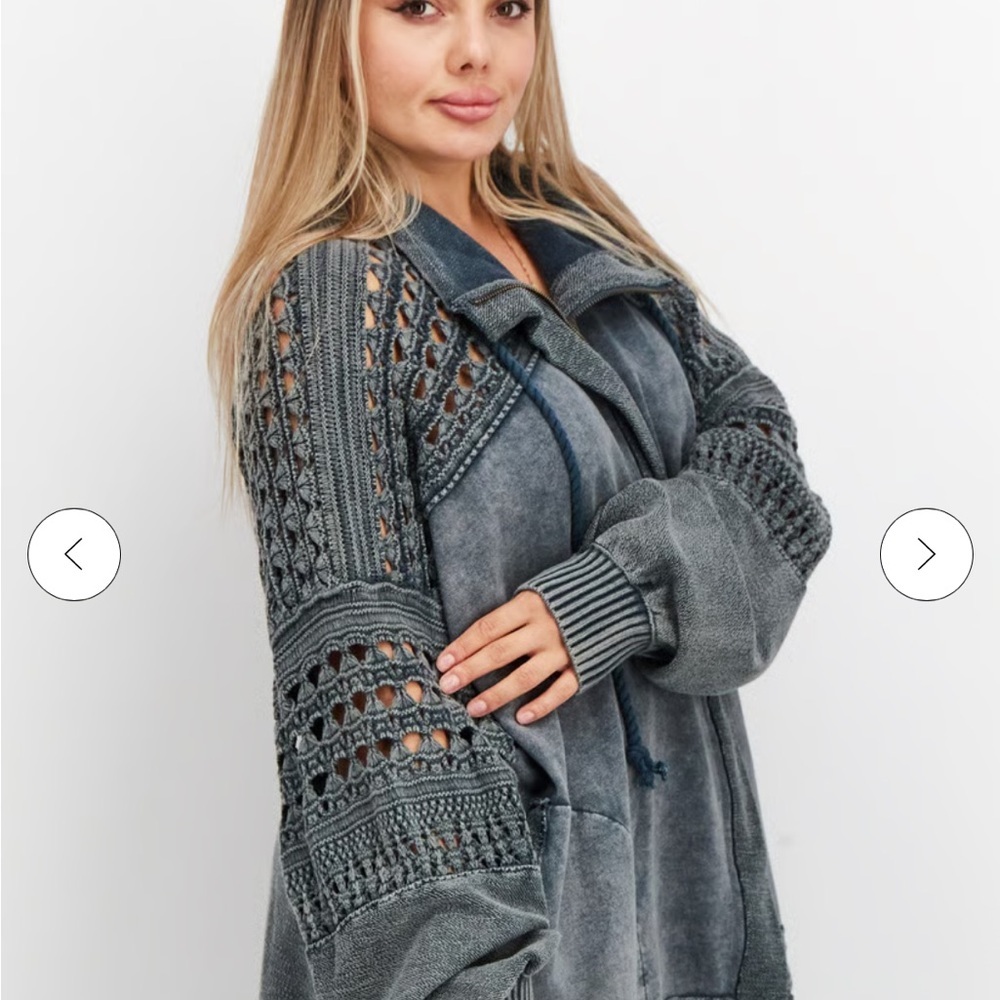 Free People Dune Bug Crochet Zip Up Jacket Size XS EUC - Picture 5 of 12